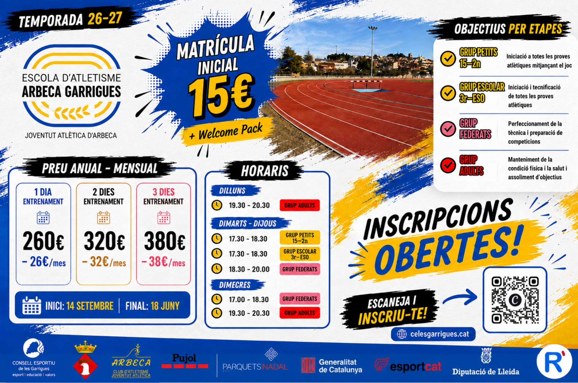 Inscripció Escola d'Atletisme (domiciliació)